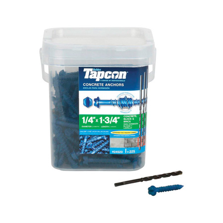 TAPCON Tapcon Concrete Screw, 1/4" Dia., 1 3/4 in L, Climaseal Coated 24520